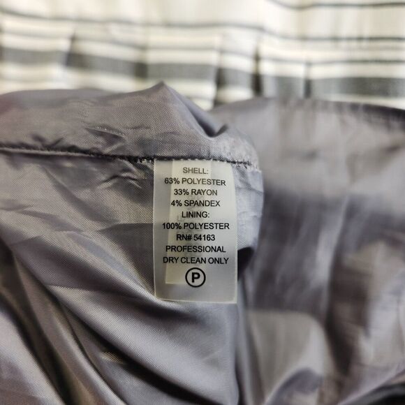 Calvin Klein Dress Womens 12 Gray Striped Career Belted Lined Knee Length Pleats - Picture 9 of 14